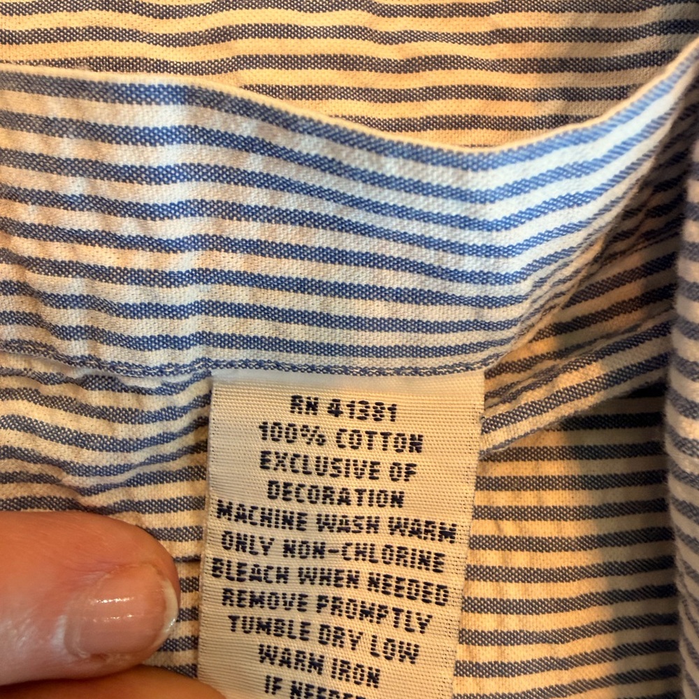 Ralph Lauren Blue Striped Button Down Short Sleeve Shirt Sz XL RN41381 - Picture 7 of 7